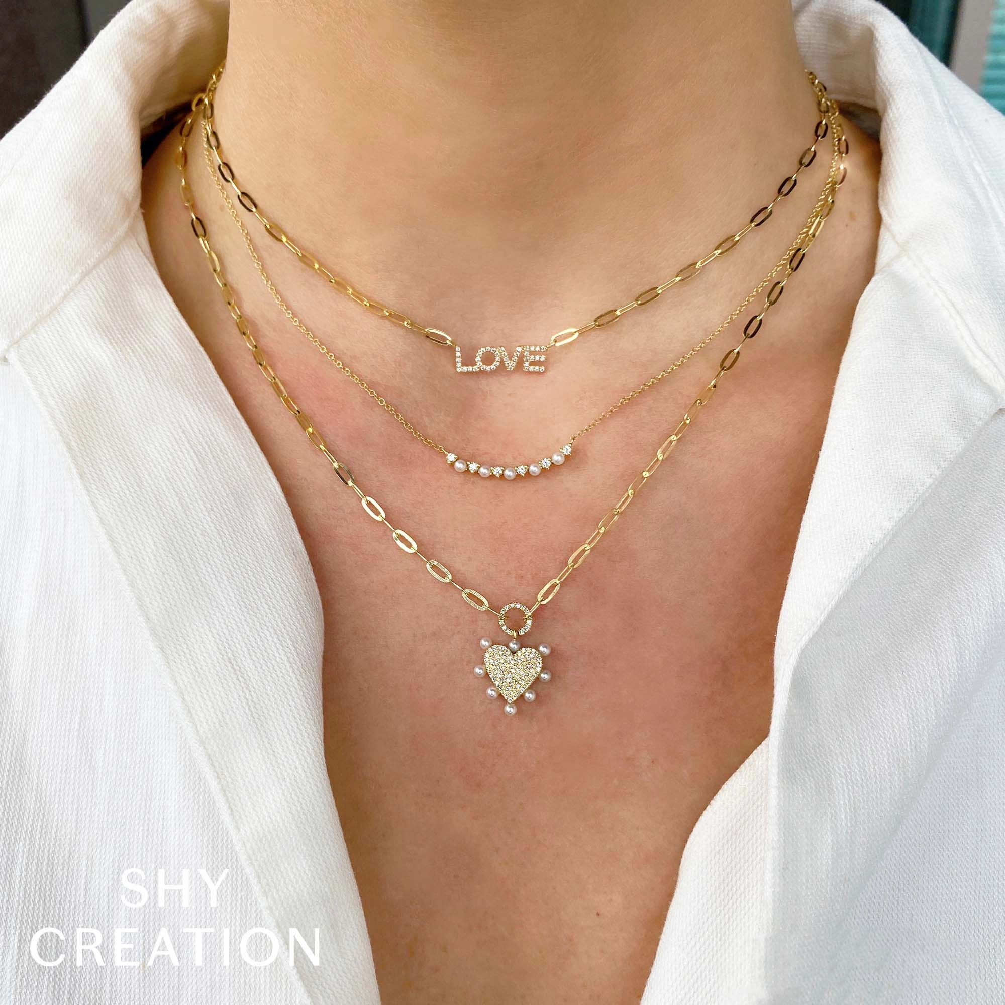 Shy Creation 0.12Ct Diamond & Cultured Pearl Necklace SC55023346