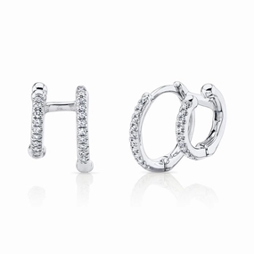 Shy Creation 0.12Ct Diamond Double Huggie Earring SC55005960V2