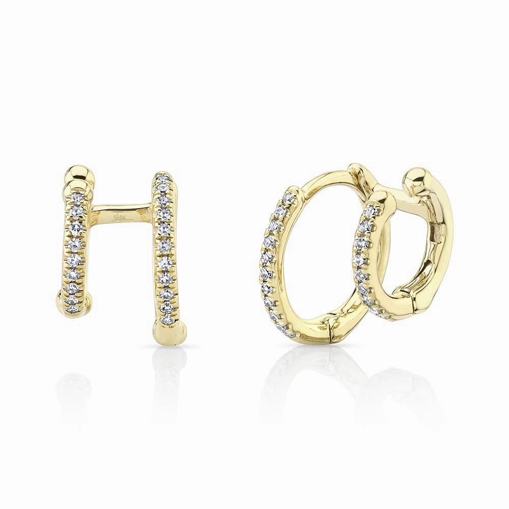 Shy Creation 0.12Ct Diamond Double Huggie Earring SC55005961V2