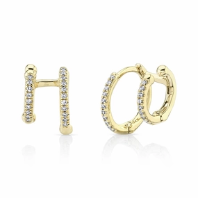 Shy Creation 0.12Ct Diamond Double Huggie Earring SC55005961V2