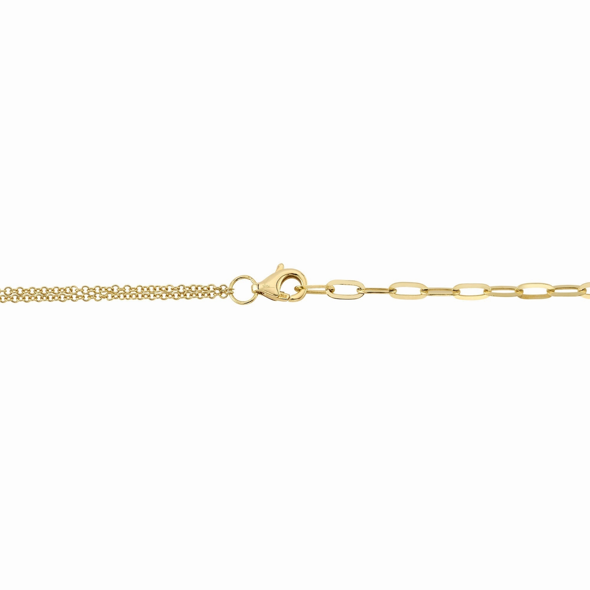 Shy Creation 0.13Ct Diamond & 0.41Ct Mother Of Pearl Heart Paper Clip Link Necklace SC55023860