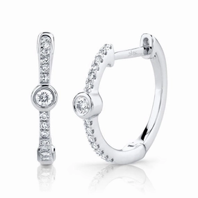 Shy Creation 0.13Ct Diamond Bezel Hoop Earring SC55007494