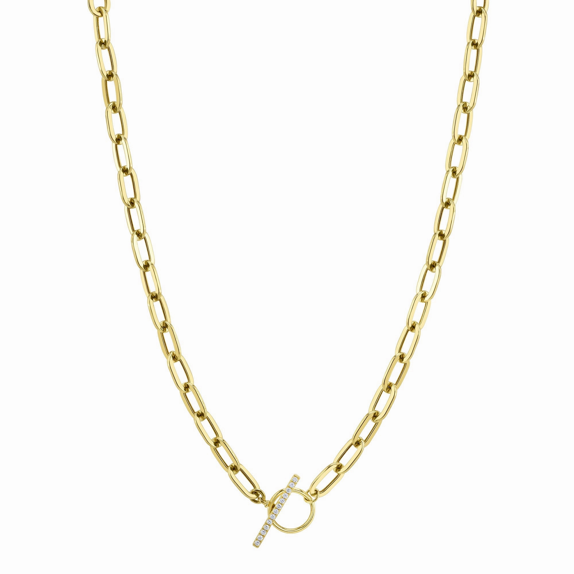 Shy Creation 0.13Ct Diamond Paper Clip Link Necklace SC55022370V2