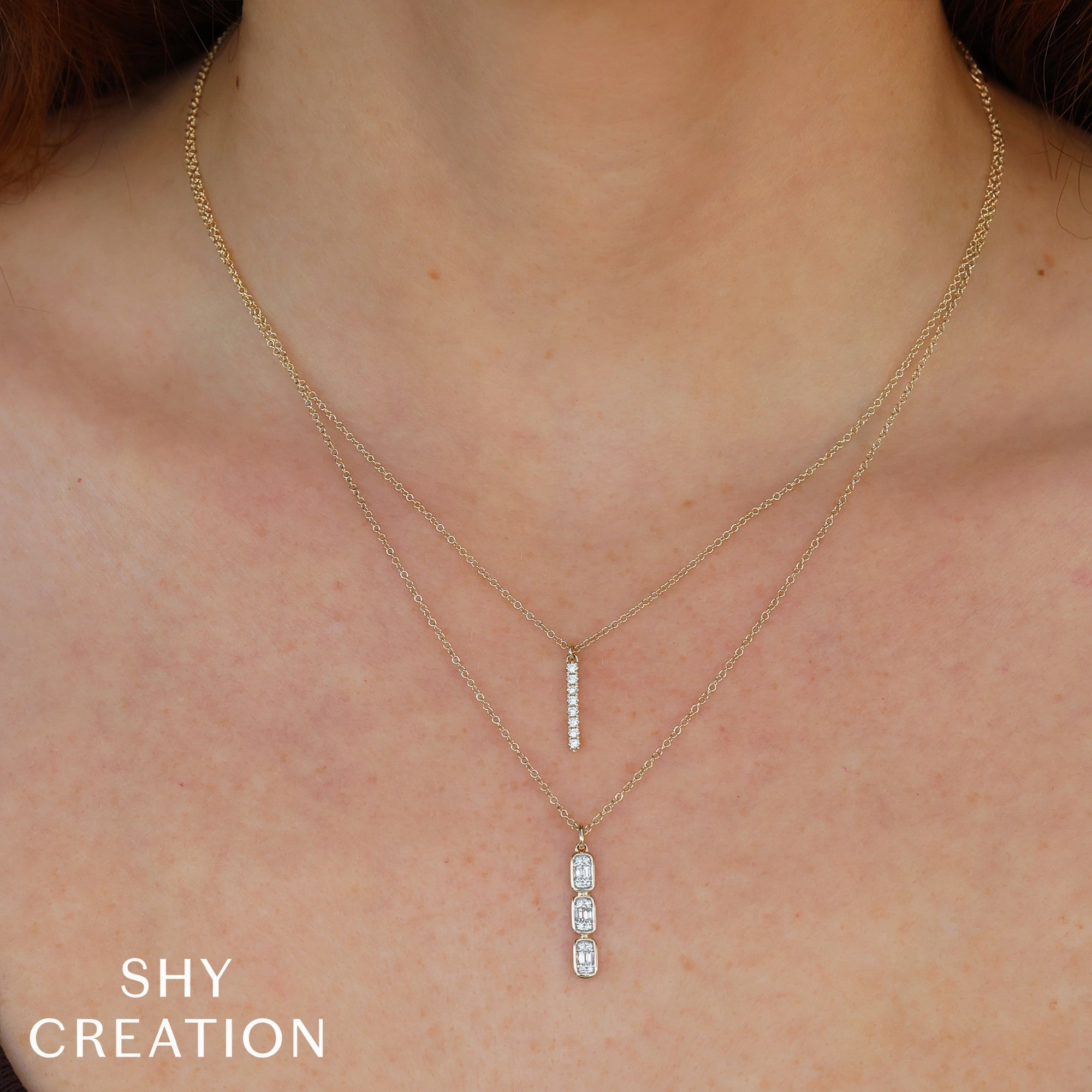 Shy Creation 0.14Ct Diamond Baguette Necklace SC55027459