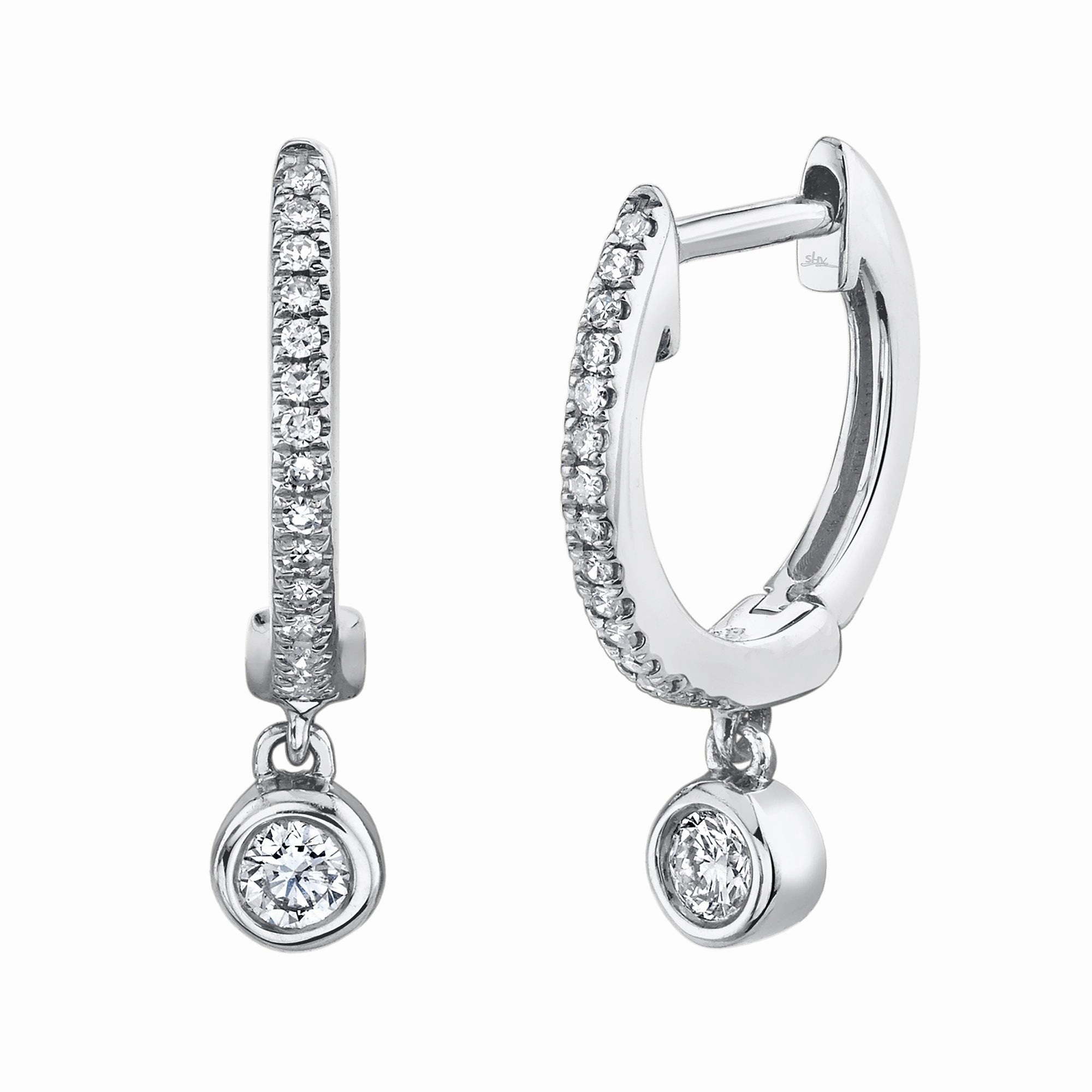 Shy Creation 0.14Ct Diamond Bezel Huggie Earring SC22007644
