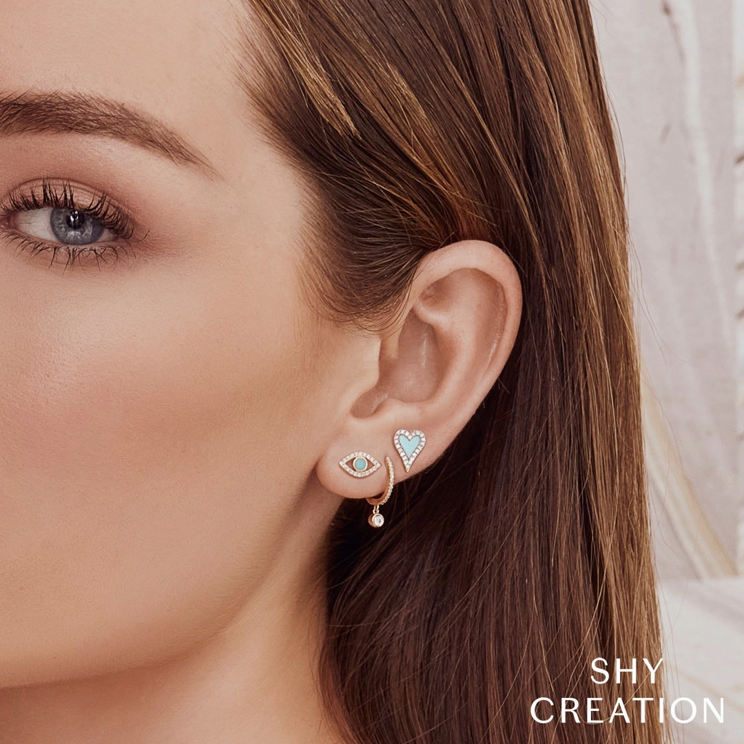 Shy Creation 0.14Ct Diamond Bezel Huggie Earring SC22007645