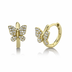Shy Creation 0.14Ct Diamond Butterfly Huggie Earring SC55021191