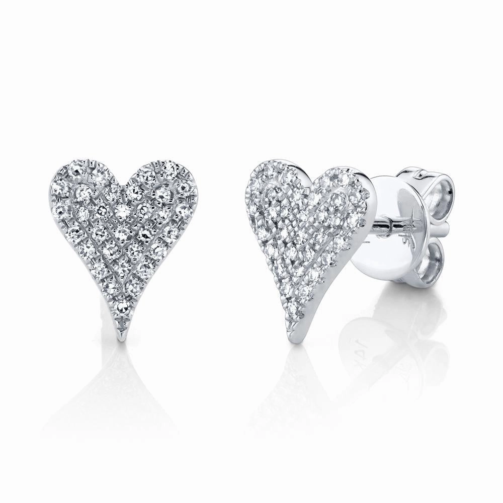 Shy Creation 0.14Ct Diamond Pave Heart Stud Earring SC55006928