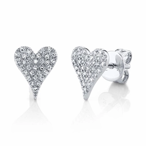 Shy Creation 0.14Ct Diamond Pave Heart Stud Earring SC55006928