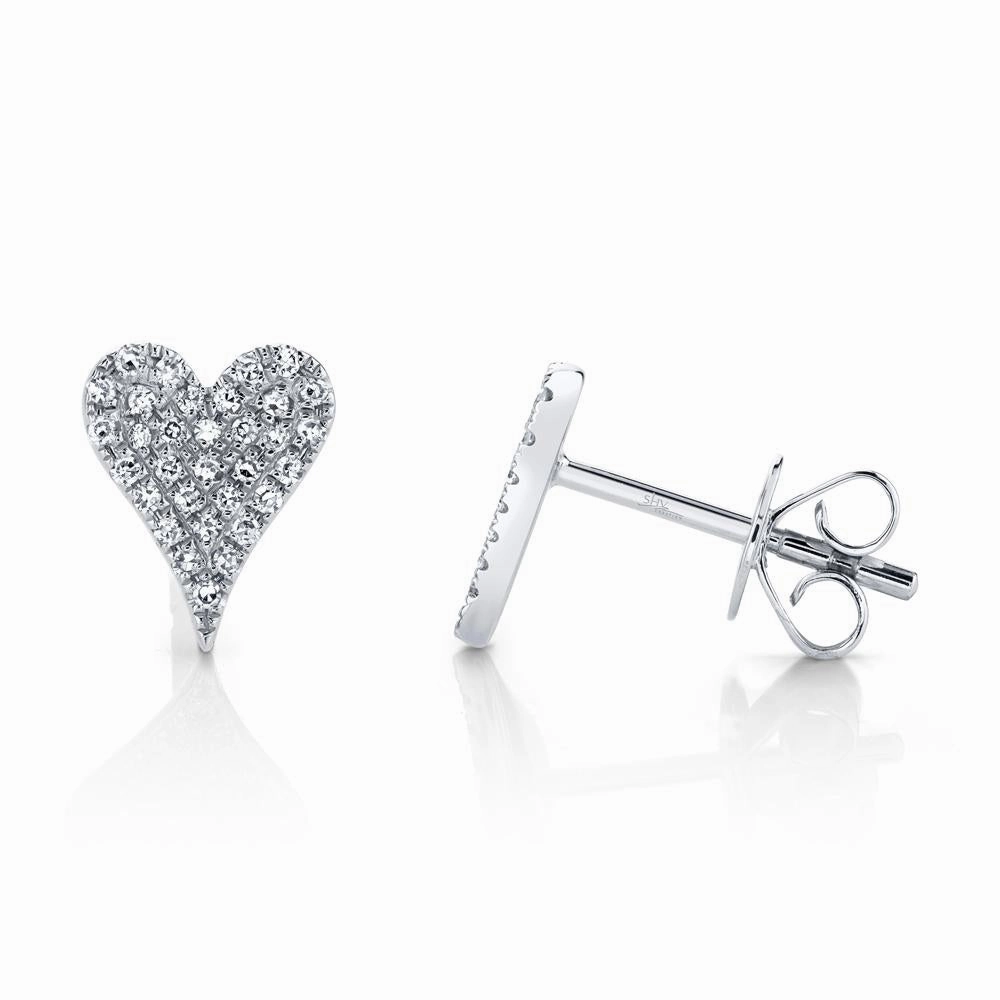 Shy Creation 0.14Ct Diamond Pave Heart Stud Earring SC55006928