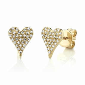 Shy Creation 0.14Ct Diamond Pave Heart Stud Earring SC55006929