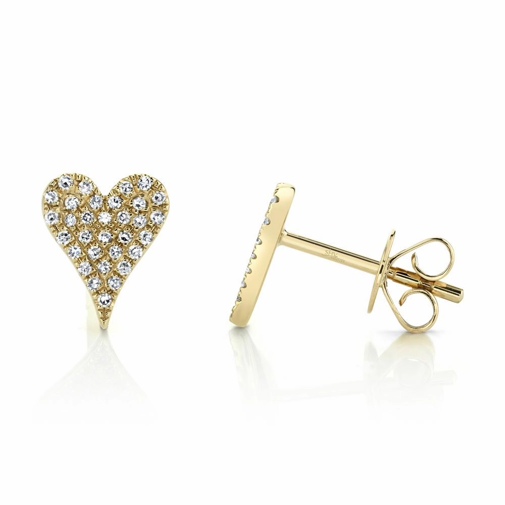 Shy Creation 0.14Ct Diamond Pave Heart Stud Earring SC55006929