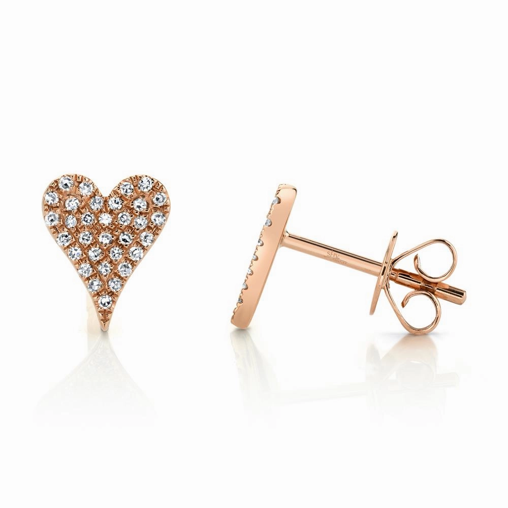 Shy Creation 0.14Ct Diamond Pave Heart Stud Earring SC55006930