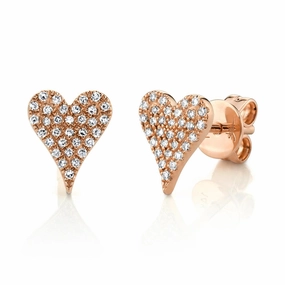 Shy Creation 0.14Ct Diamond Pave Heart Stud Earring SC55006930