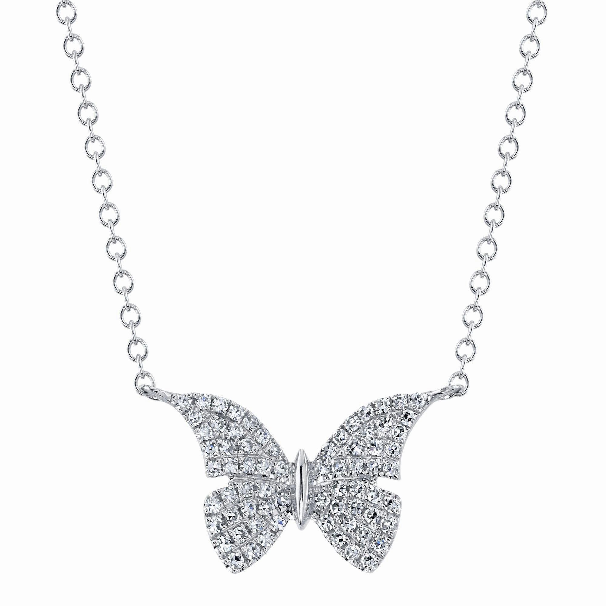 Shy Creation 0.15Ct Diamond Butterfly Necklace SC55024049