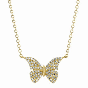 Shy Creation 0.15Ct Diamond Butterfly Necklace SC55024050