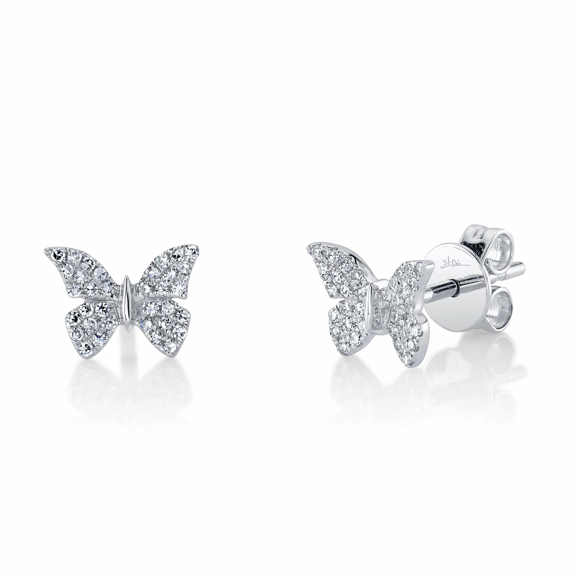 Shy Creation 0.15Ct Diamond Butterfly Stud Earring SC55024043