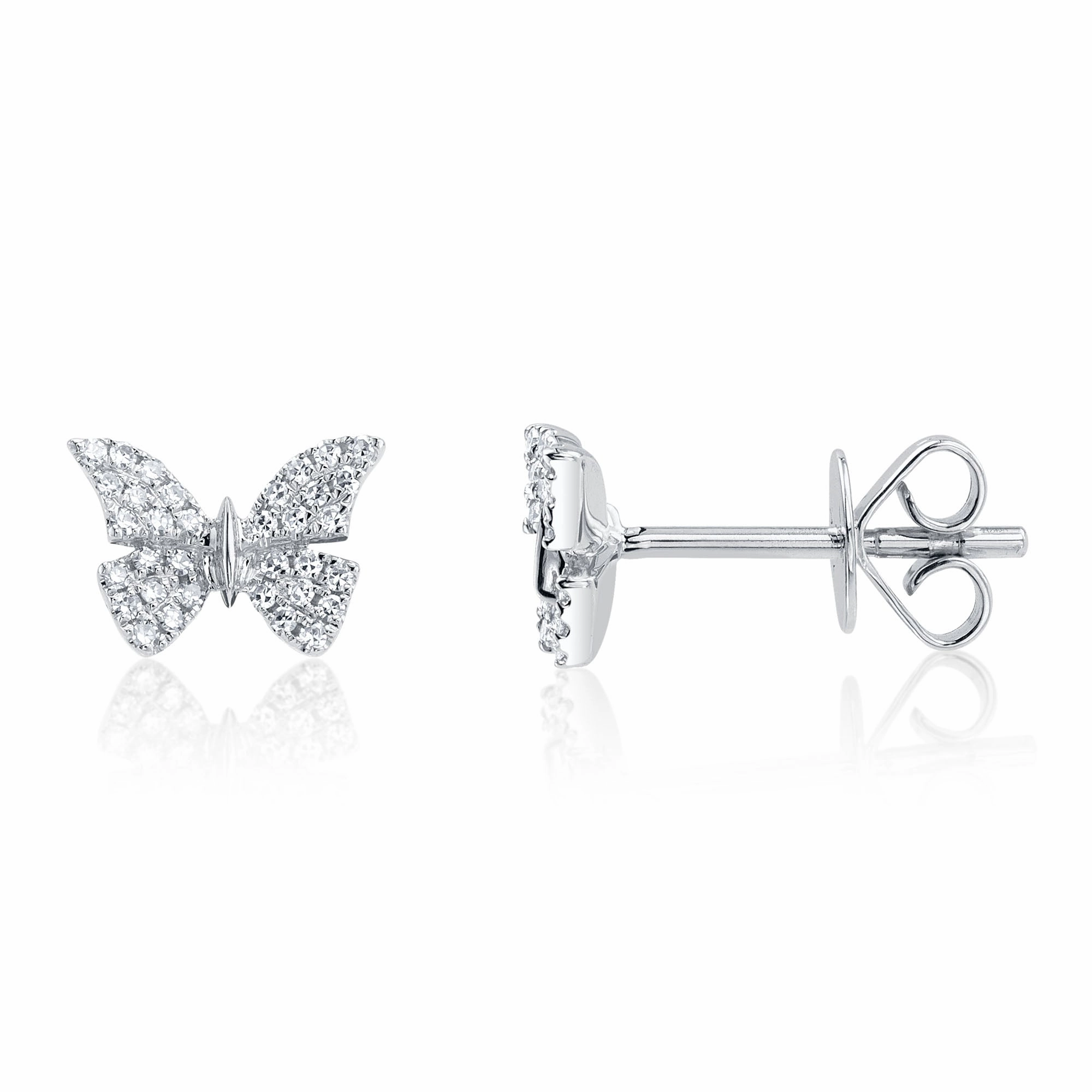 Shy Creation 0.15Ct Diamond Butterfly Stud Earring SC55024043