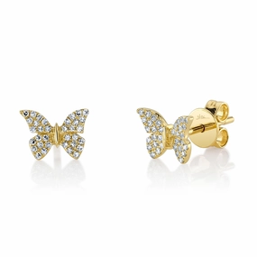 Shy Creation 0.15Ct Diamond Butterfly Stud Earring SC55024044