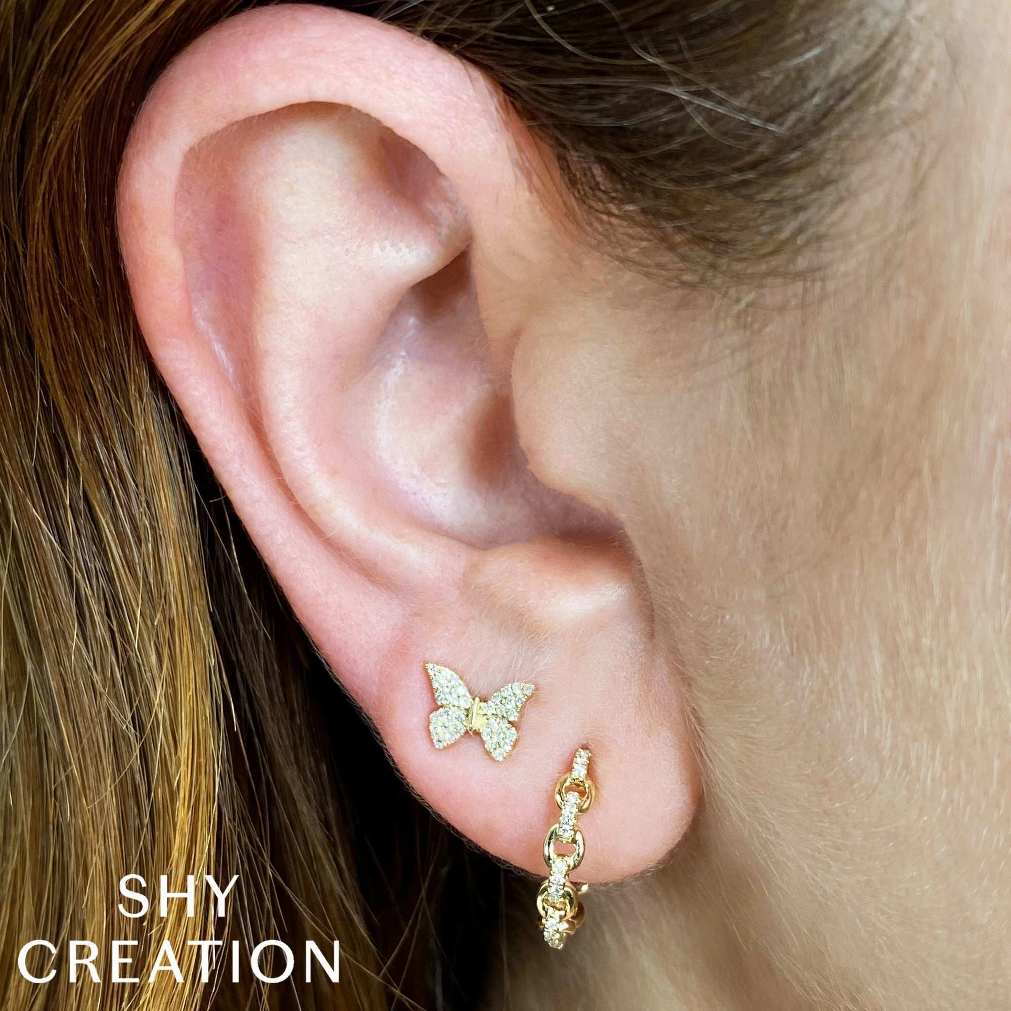 Shy Creation 0.15Ct Diamond Butterfly Stud Earring SC55024044