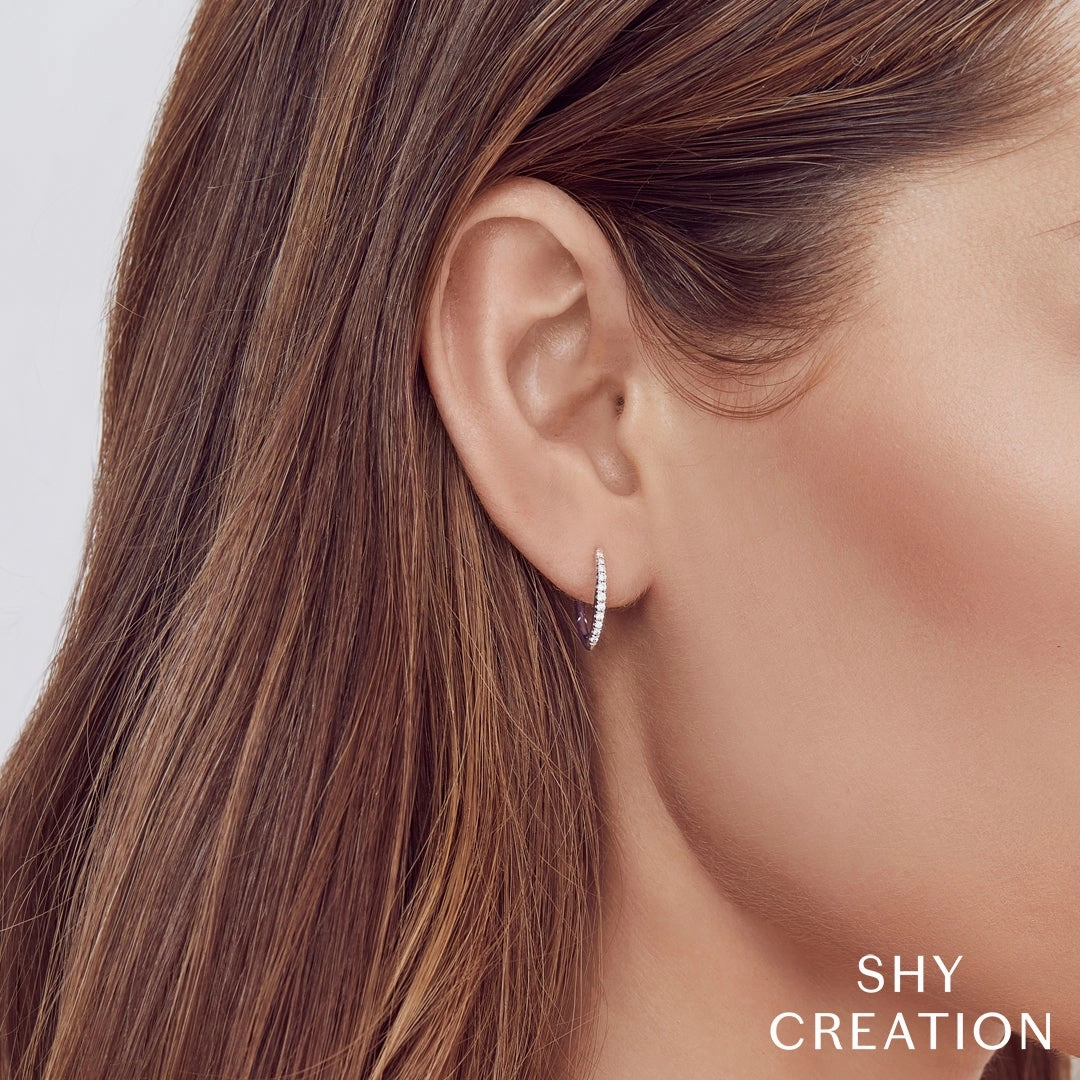 Shy Creation 0.15Ct Diamond Hoop Earring SC22005490