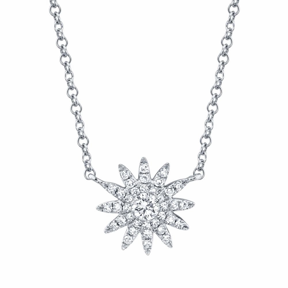 Shy Creation 0.15Ct Diamond Starburst Necklace SC55004911