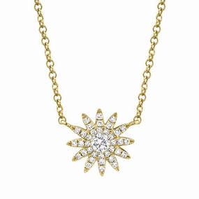 Shy Creation 0.15Ct Diamond Starburst Necklace SC55004912