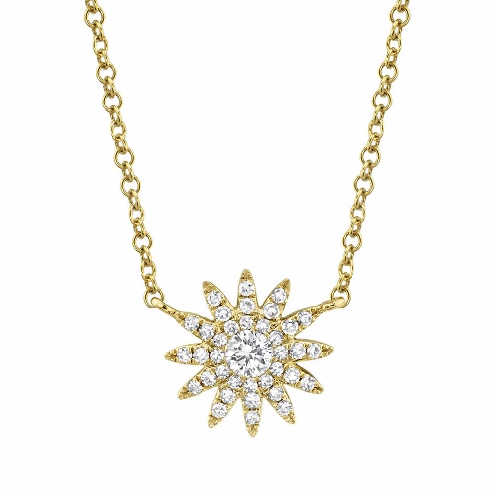 Shy Creation 0.15Ct Diamond Starburst Necklace SC55004912