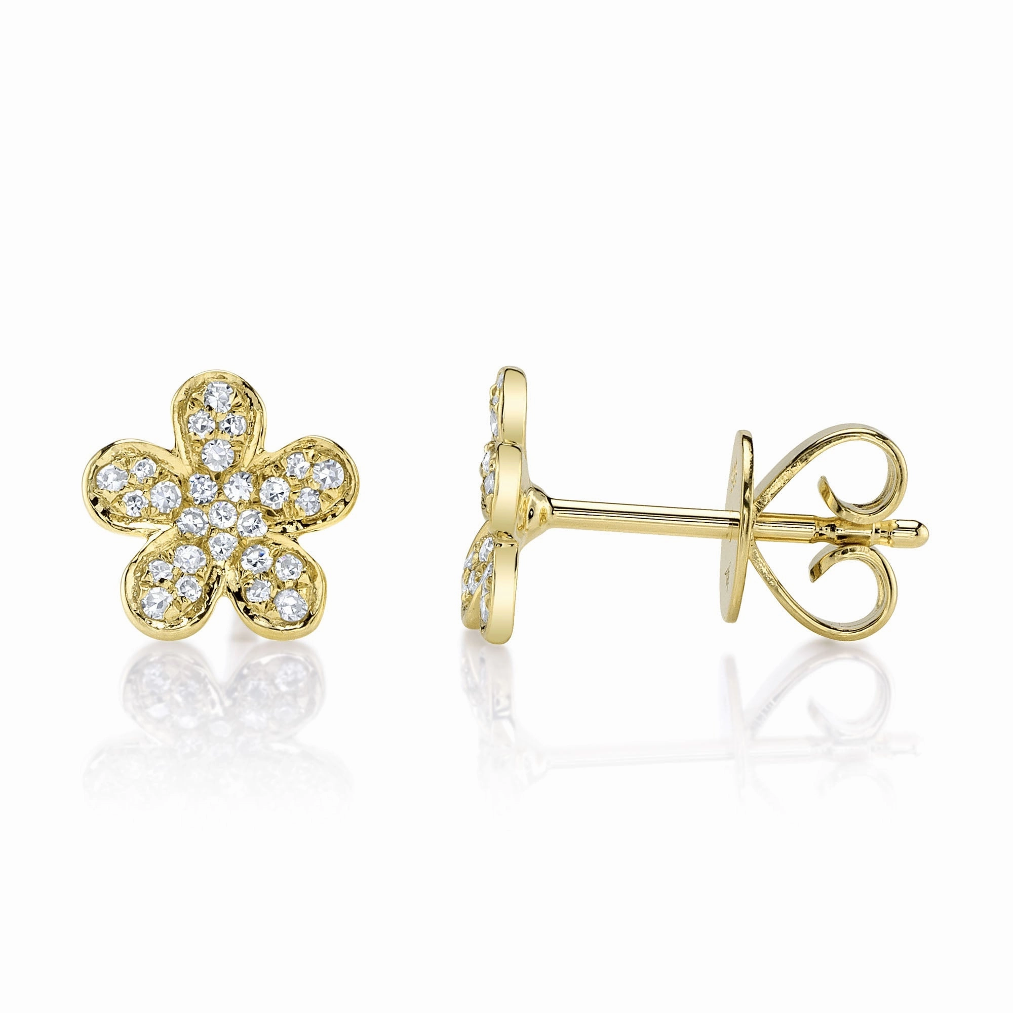 Shy Creation 0.16Ct Diamond Flower Stud Earring SC22002728