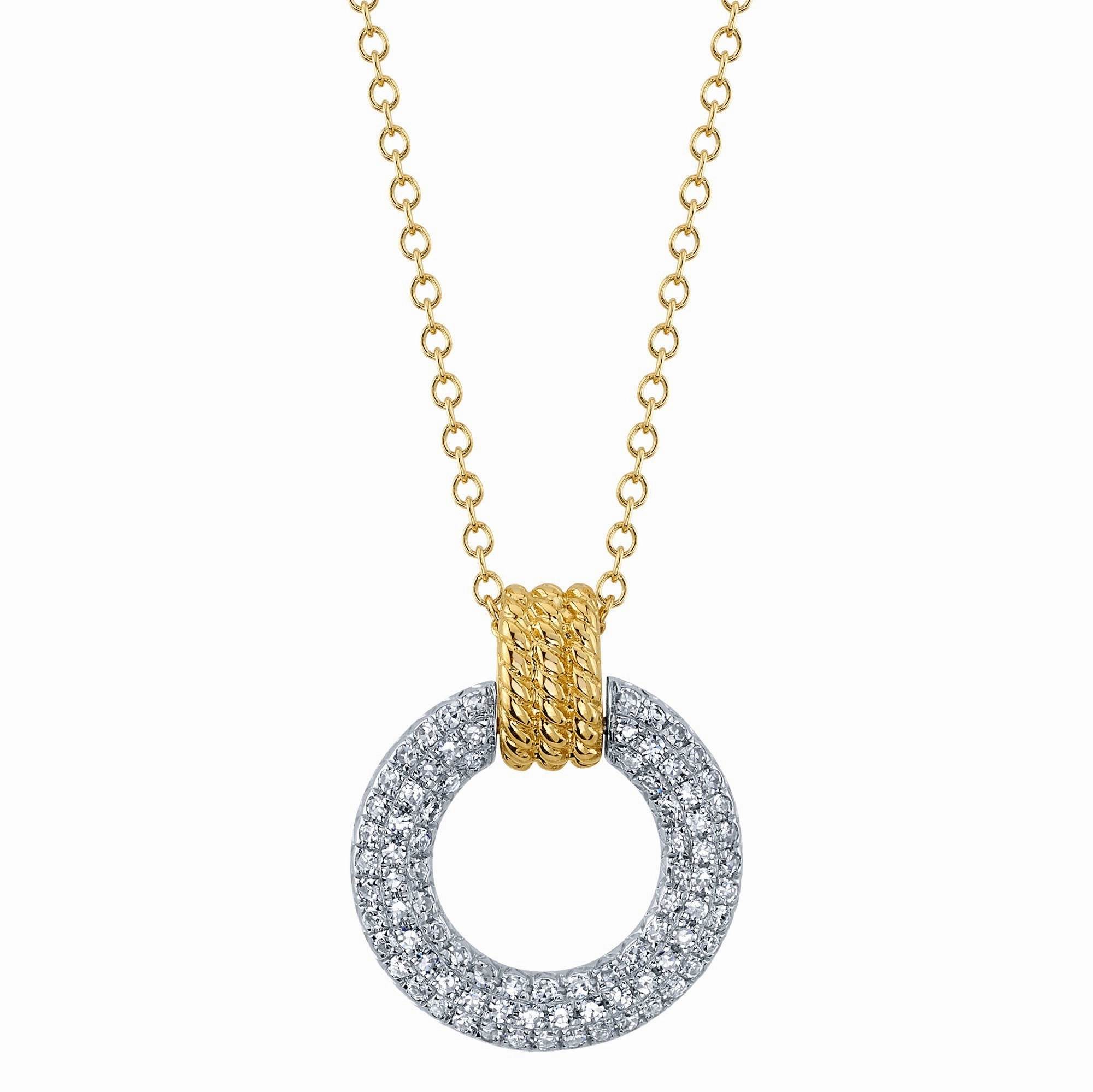 Shy Creation 0.18Ct Diamond Circle Necklace SC55024404