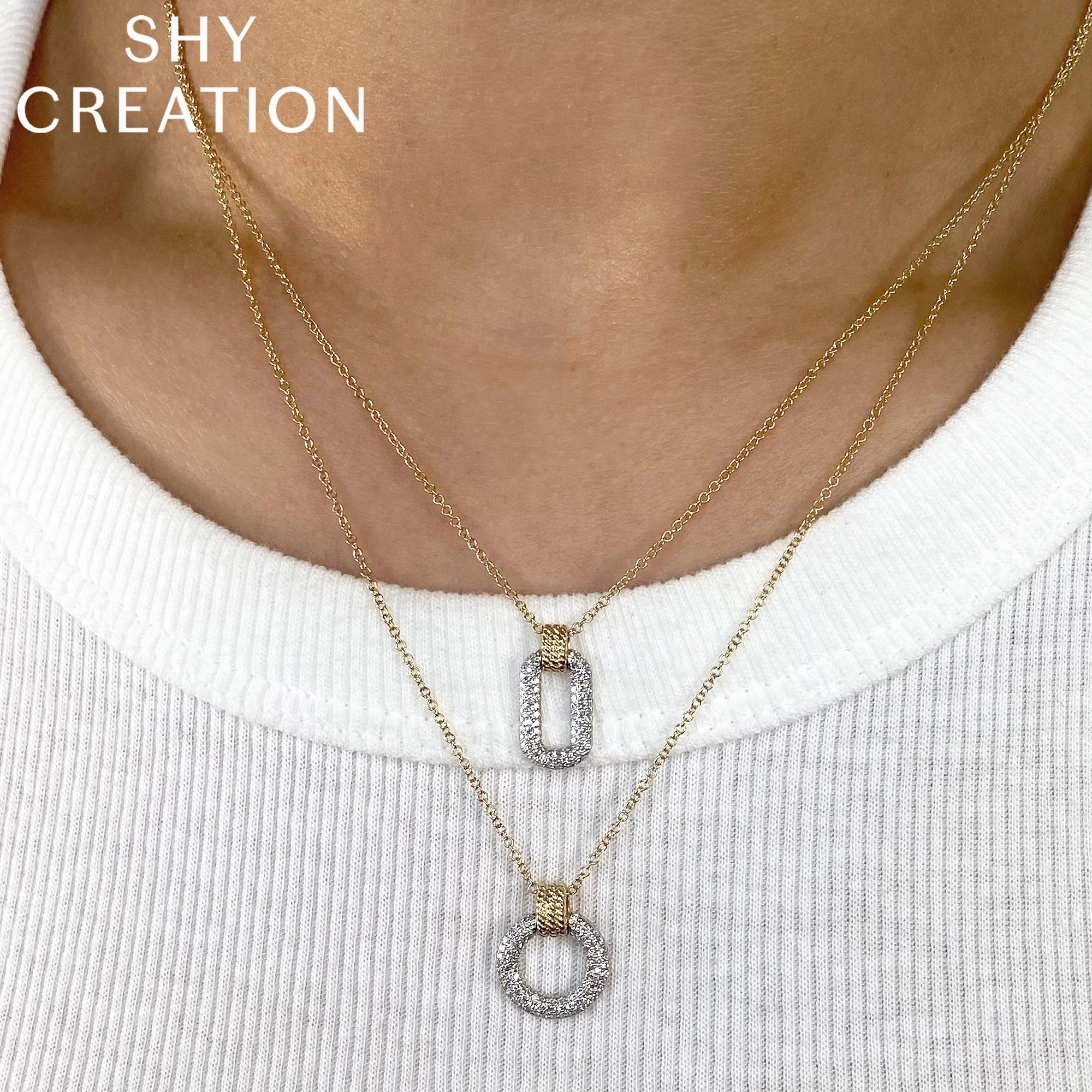 Shy Creation 0.18Ct Diamond Circle Necklace SC55024404