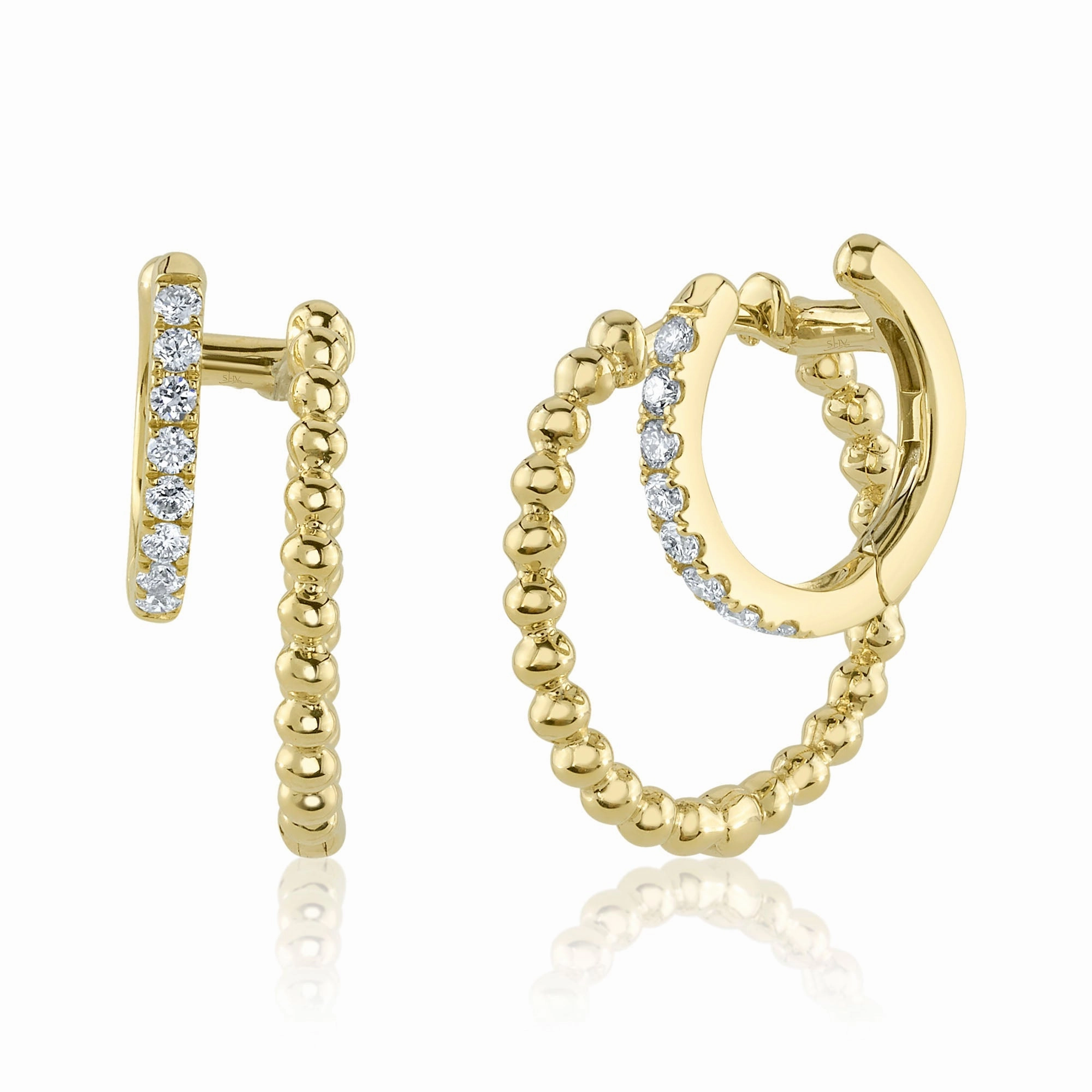 Shy Creation 0.18Ct Diamond Double Huggie Earring SC55025064