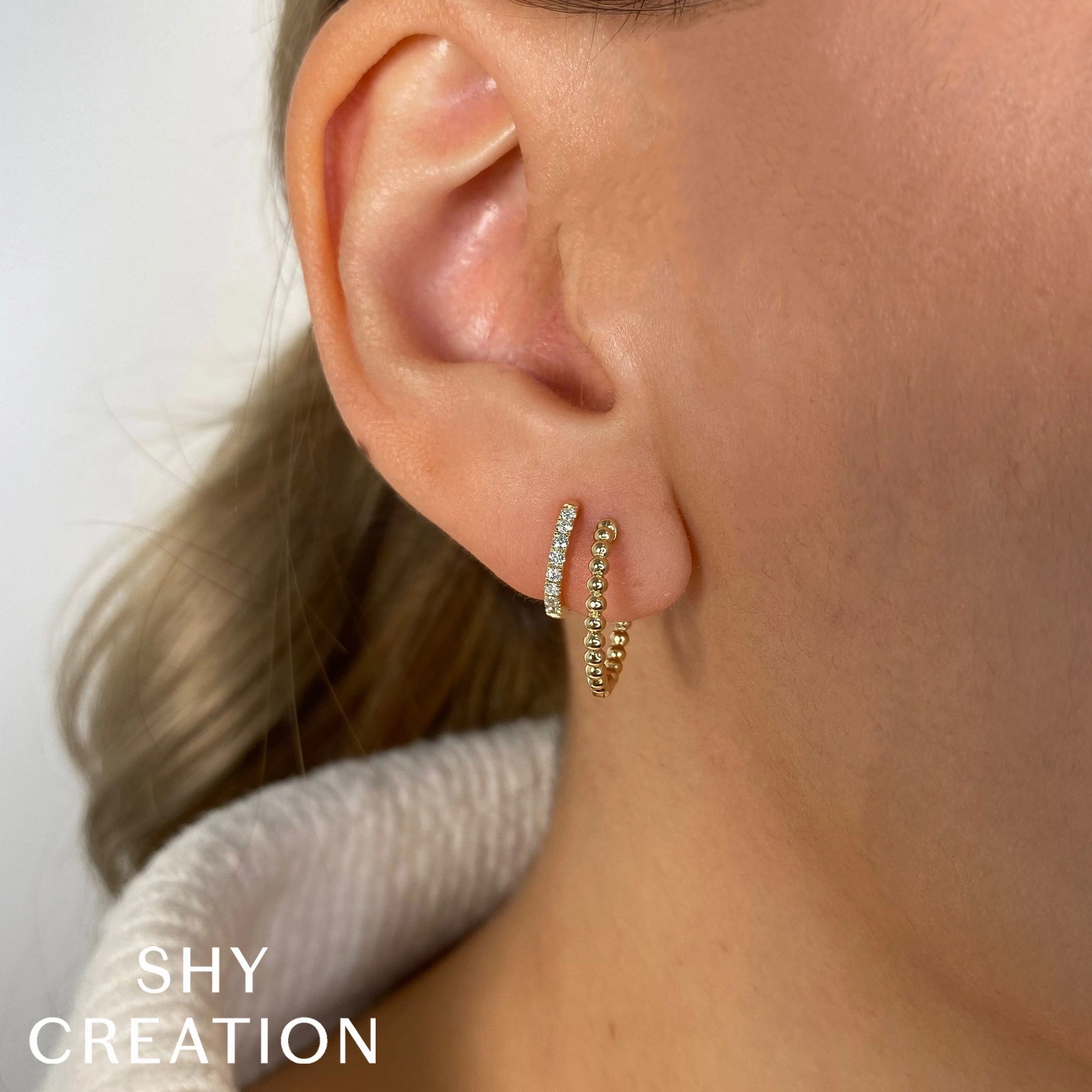 Shy Creation 0.18Ct Diamond Double Huggie Earring SC55025064