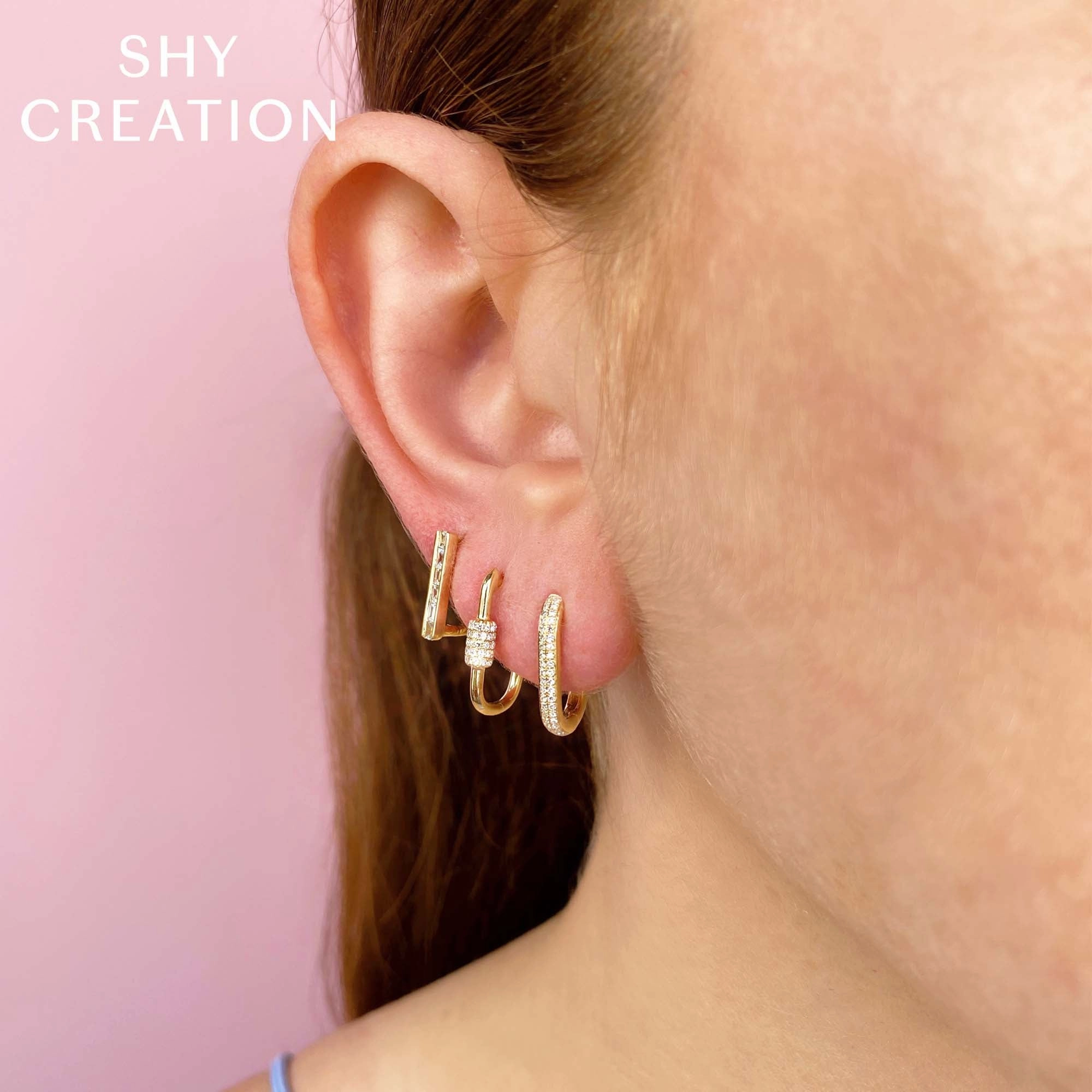 Shy Creation 0.18Ct Diamond Oval Hoop Earring SC55023238H0.65