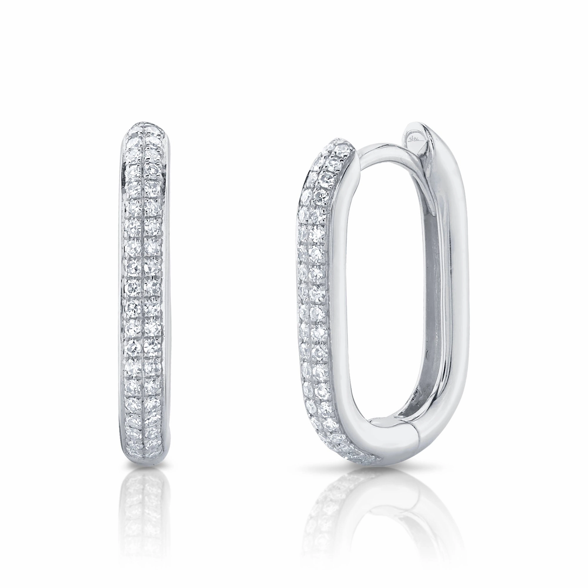 Shy Creation 0.18Ct Diamond Oval Hoop Earring SC55023238H0.65