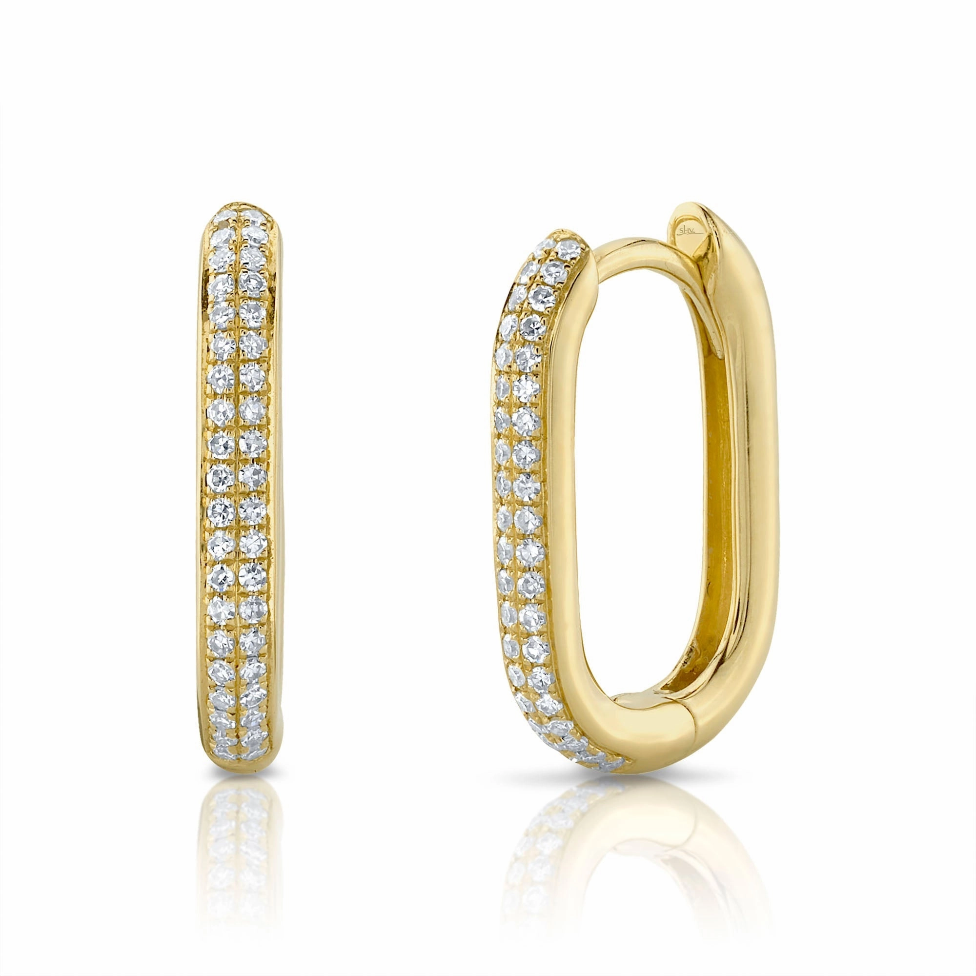 Shy Creation 0.18Ct Diamond Oval Hoop Earring SC55023239H0.65
