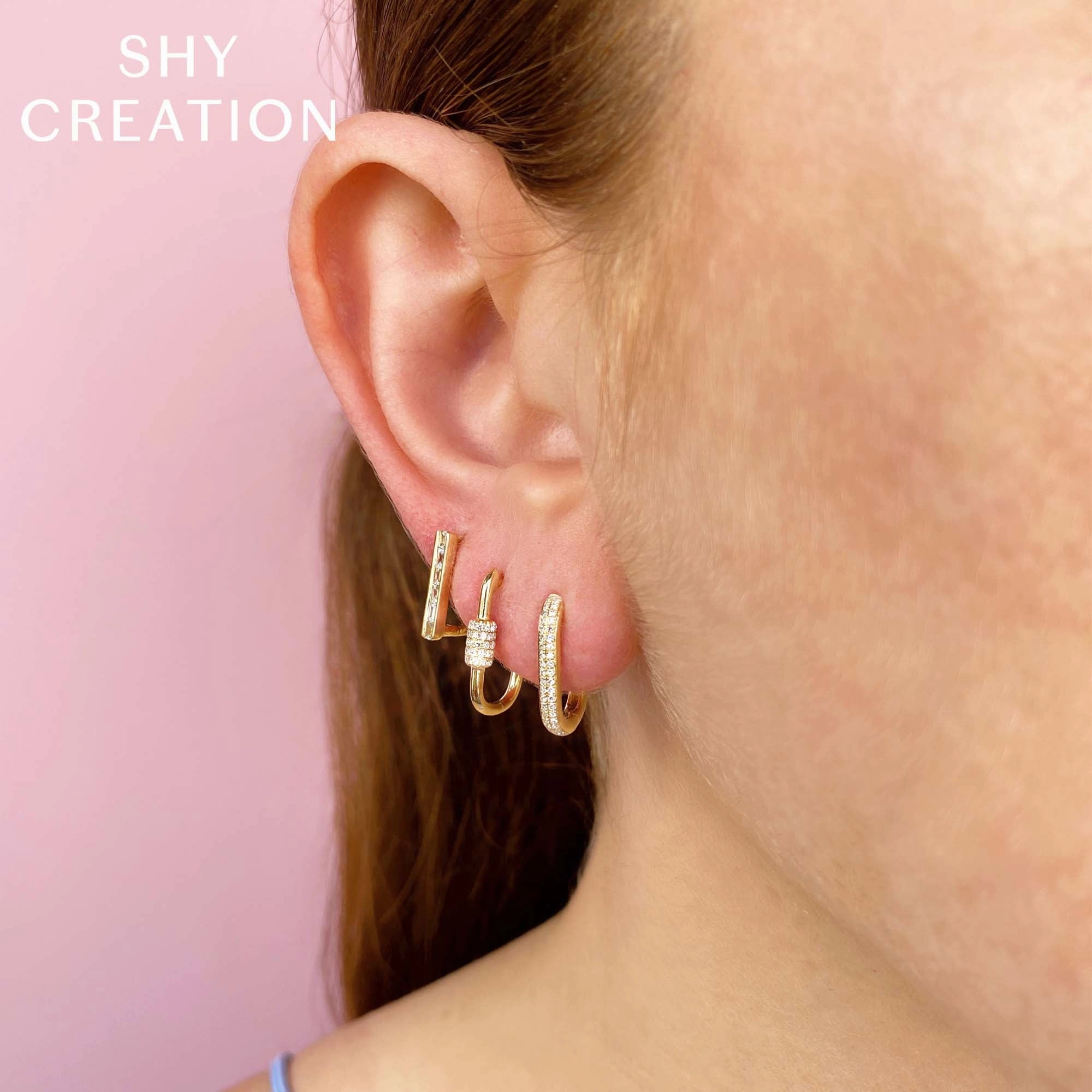 Shy Creation 0.18Ct Diamond Oval Hoop Earring SC55023239H0.65