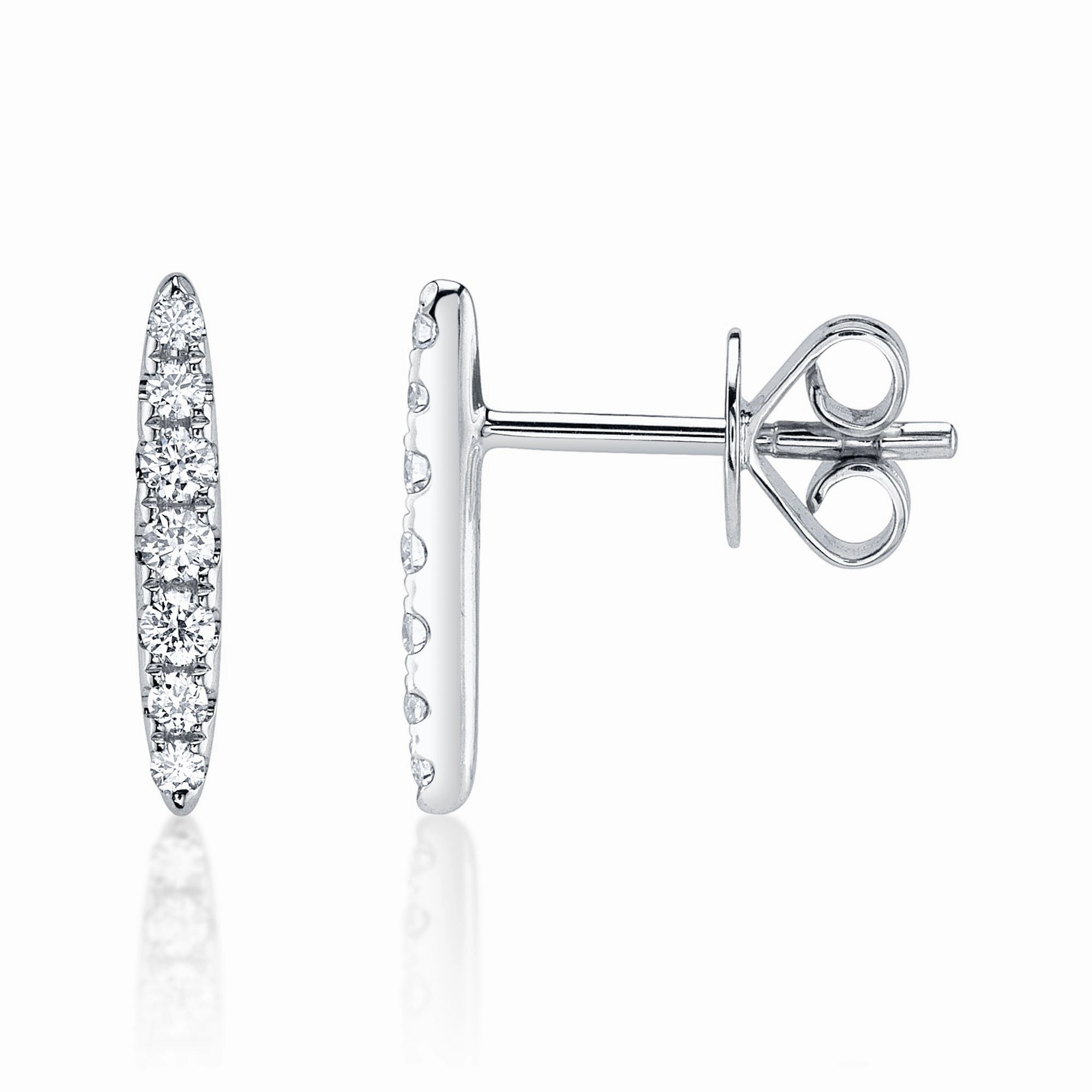 Shy Creation 0.19Ct Diamond Bar Stud Earring SC55024840