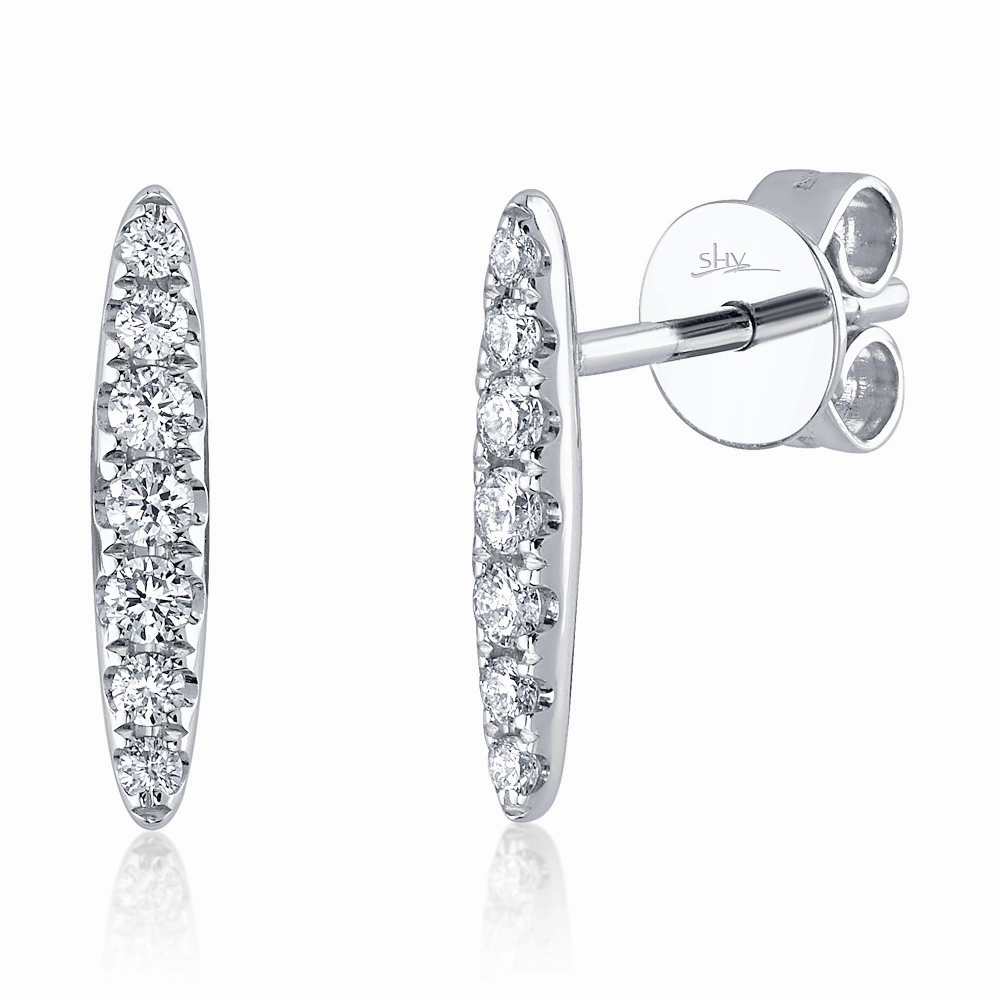 Shy Creation 0.19Ct Diamond Bar Stud Earring SC55024840