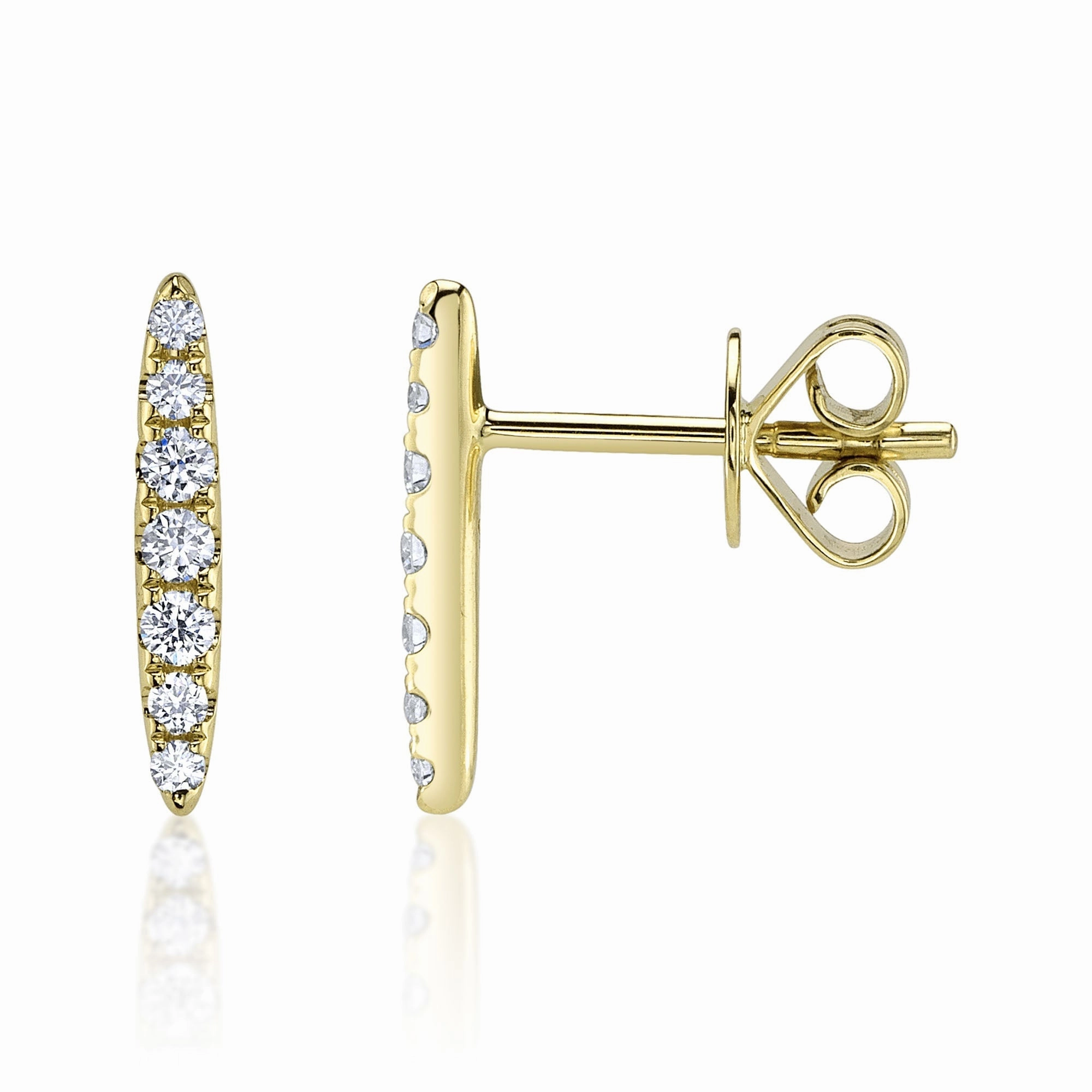 Shy Creation 0.19Ct Diamond Bar Stud Earring SC55024841