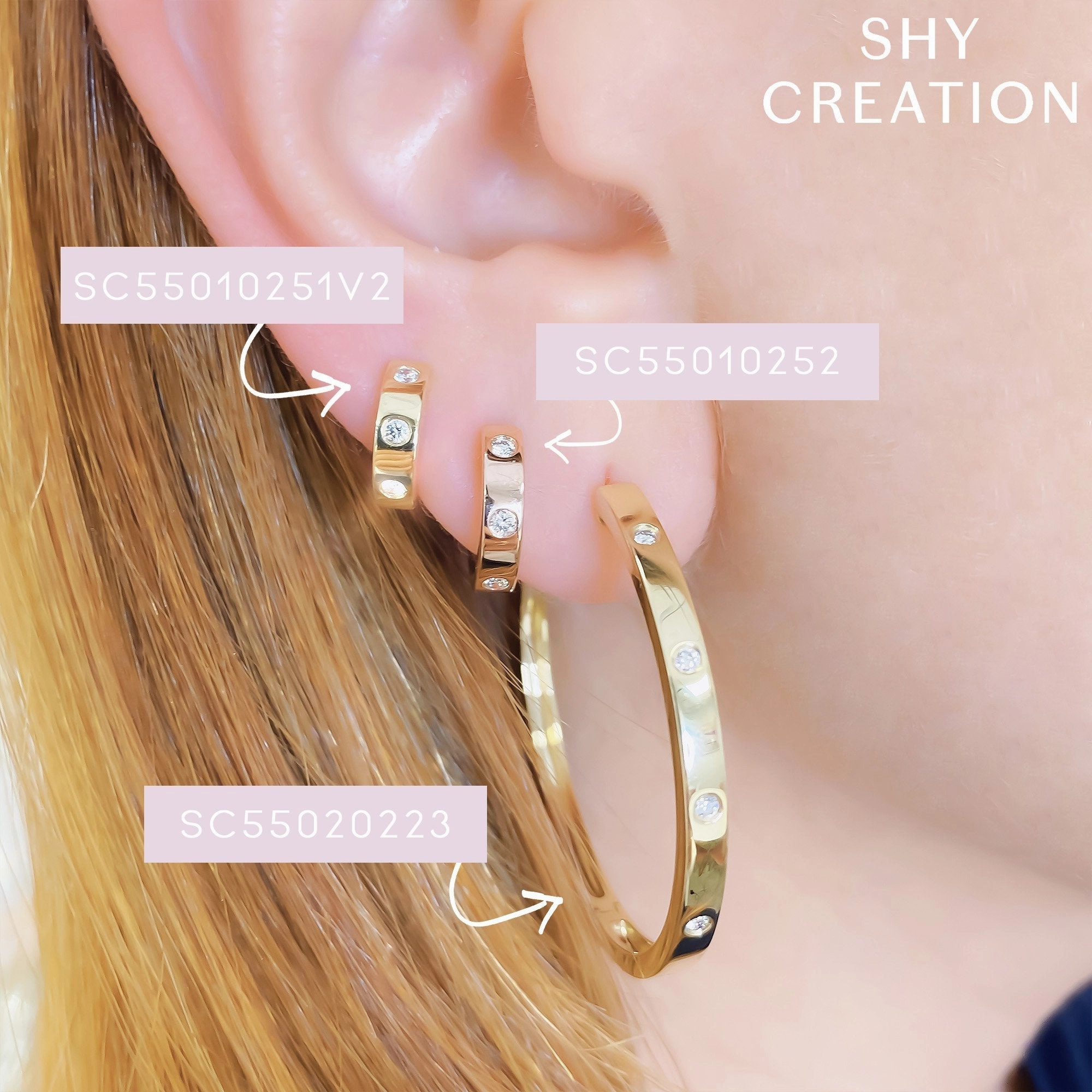 Shy Creation 0.19Ct Diamond Hoop Earring SC55020223