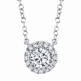 Shy Creation 0.20Ct-Ctr(Round) 0.05Ct-Side Diamond Necklace SC55005792