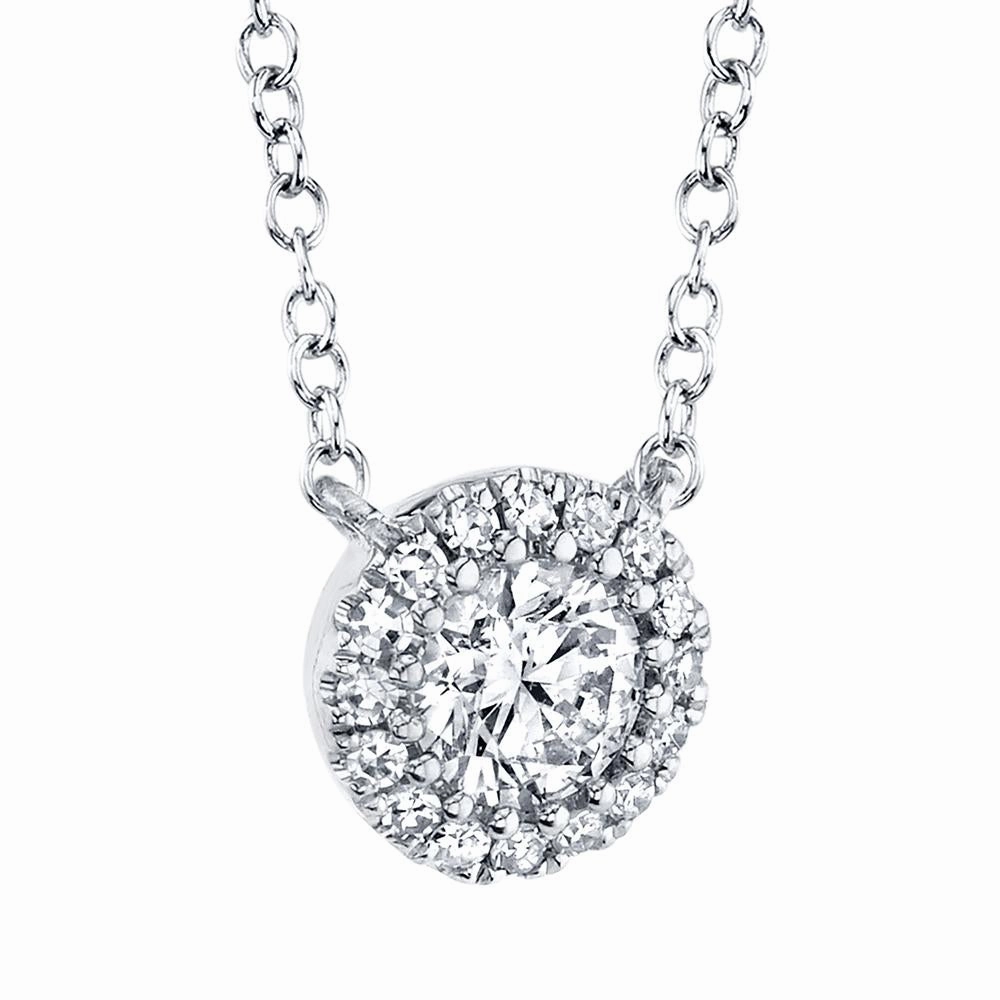Shy Creation 0.20Ct-Ctr(Round) 0.05Ct-Side Diamond Necklace SC55005792