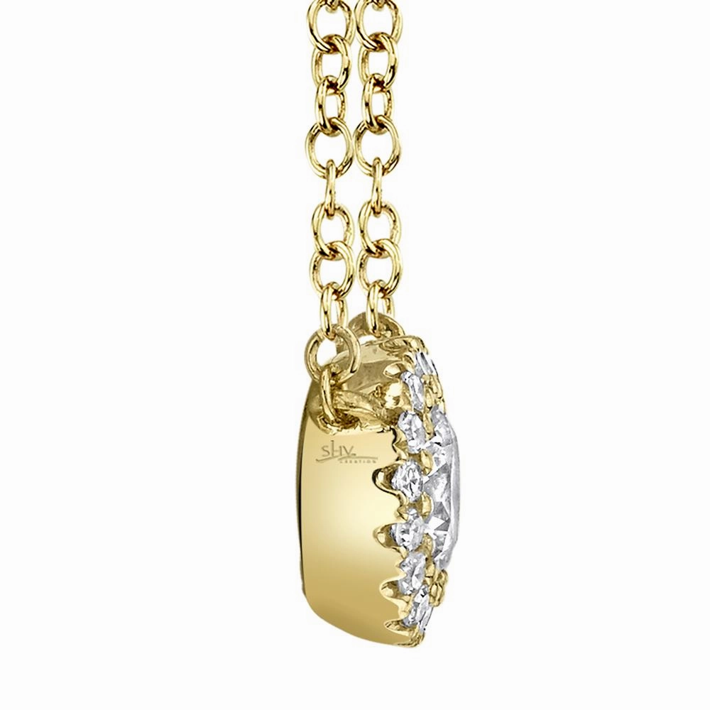 Shy Creation 0.20Ct-Ctr(Round) 0.05Ct-Side Diamond Necklace SC55005793