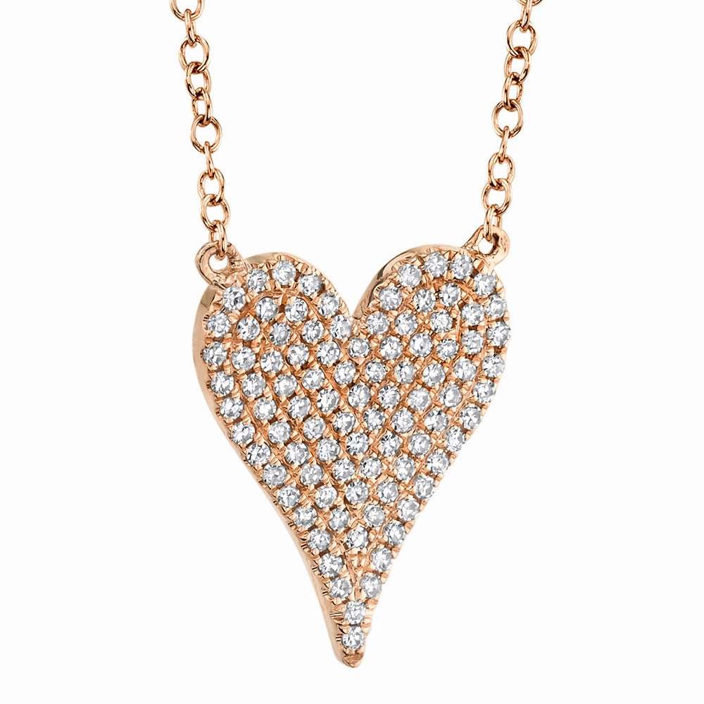 Shy Creation 0.21Ct Diamond Pave Heart Necklace SC55002006