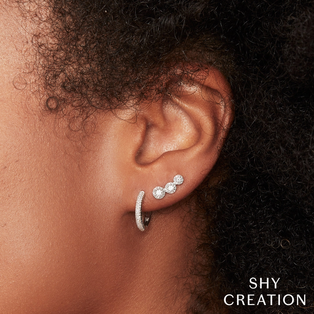 Shy Creation 0.21Ct Diamond Pave Hoop Earring SC55004582