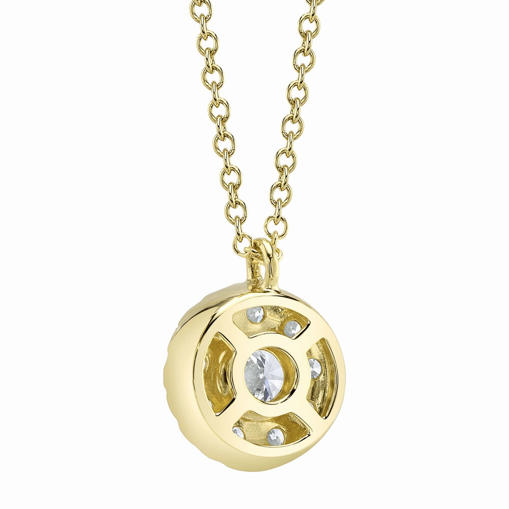 Shy Creation 0.22Ct-Ctr(Round) 0.28Ct-Side Diamond Cluster Necklace SC22008044