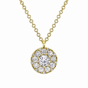 Shy Creation 0.22Ct-Ctr(Round) 0.28Ct-Side Diamond Cluster Necklace SC22008044