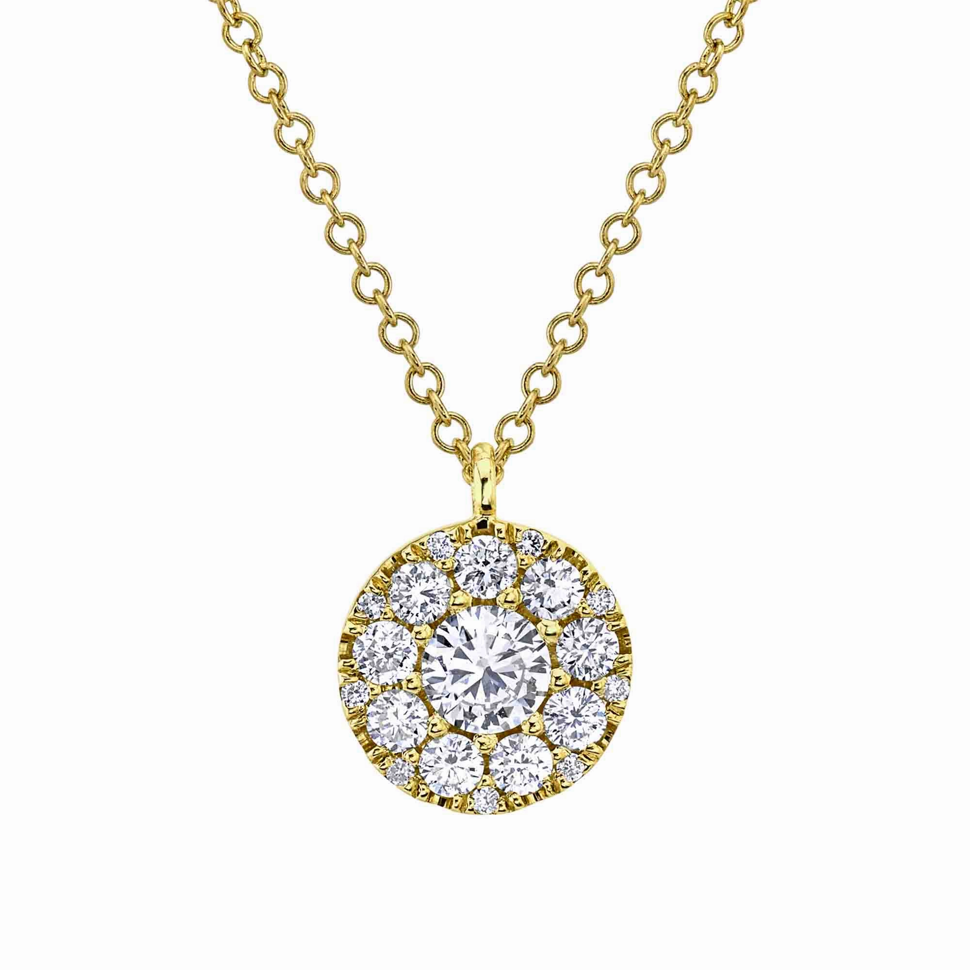 Shy Creation 0.22Ct-Ctr(Round) 0.28Ct-Side Diamond Cluster Necklace SC22008044