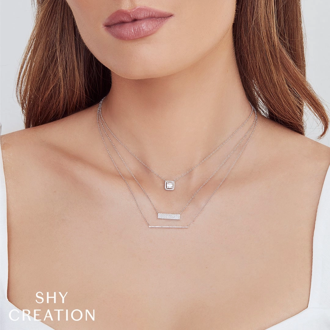 Shy Creation 0.22Ct Diamond Baguette Necklace SC55010020